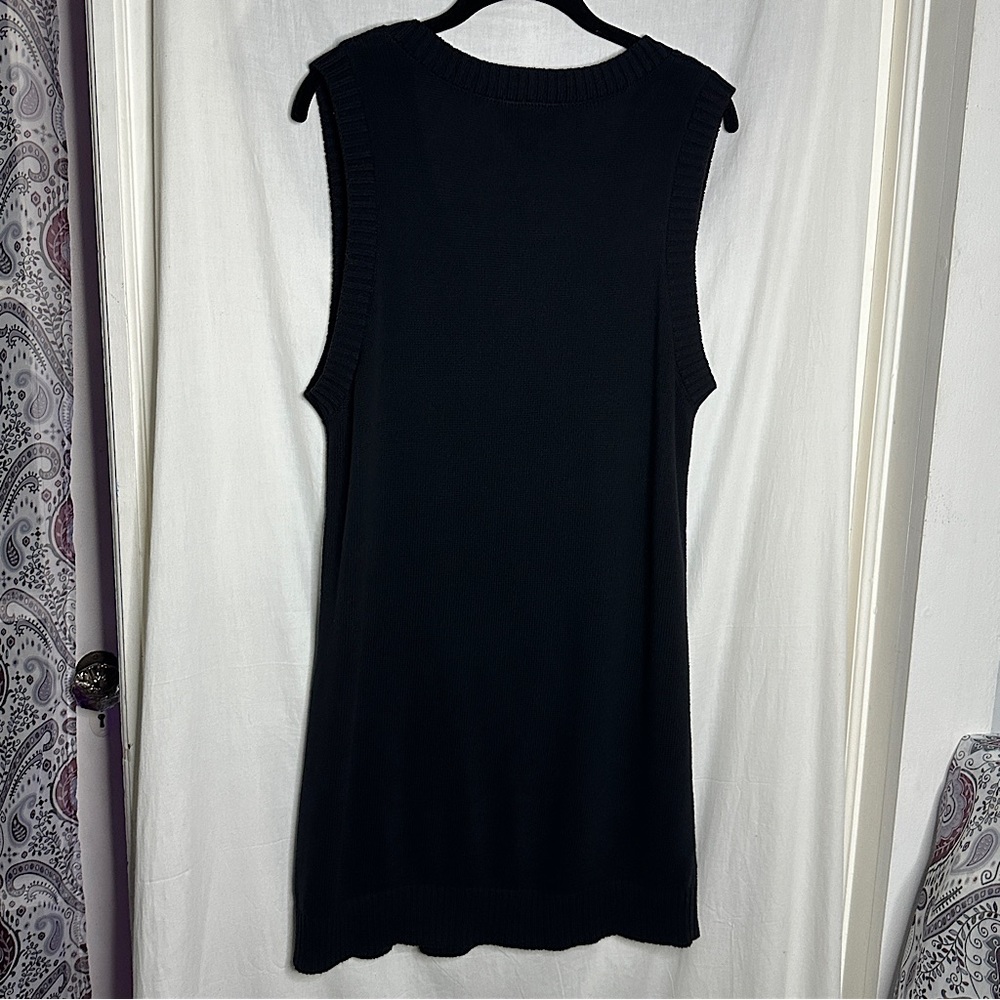 ASOS Monki Robin cotton knitted v neck sleeveless black mini dress - Picture 7 of 17